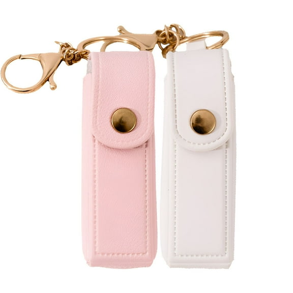 DESIGNICE 2Pcs Chapstick Holder Key Chain,Smooth Zipper Closure Chapstick Holder,Long-Lasting Design Lip Balm Holder,Color Mixing1