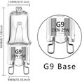 thumbnail image 2 of Pack Of 10, G9 Halogen Bulb 25w 230v 2 Pin Base Replacement Bulbs, Dimmable, Warm White, 2 of 5
