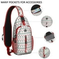 thumbnail image 2 of Sling Backpack,White Christmas Deer and Tree Pattern Crossbody Bag with Water Bottle Holder,Waterproof Sling Bag for Men/Women with Chest Phone Holder for Hiking,Travel, 2 of 6