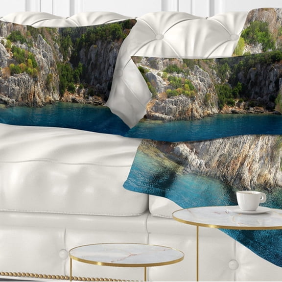 Designart 12" x 20" Blue Polyester Throw Pillow