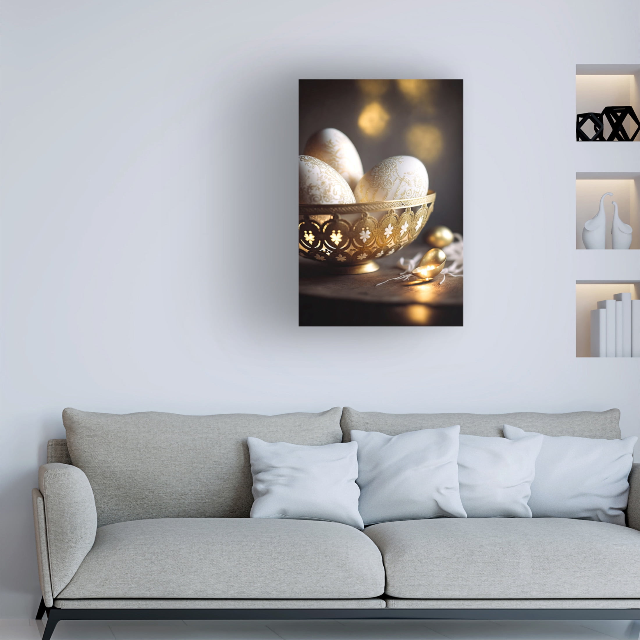 Canvas Wall Art - Treechild 'Ornamented Eggs' Wall Art for Living Room, Bedroom, or Office D?cor by Trademark Fine Art - 22 x 32 Inches