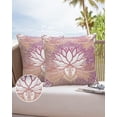 thumbnail image 6 of Pack of 2 Outdoor Pillow Covers, Mandala Flower Lotus Purple Gradient Pattern Waterproof Square Throw Pillowcase Cushion Decorative Pillow Covers for Couch Patio Tent, 20x20 in, 6 of 6
