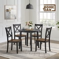 thumbnail image 5 of ROME + OAK X-Back Farmhouse Wooden Kitchen Dining Chair in Black/Dark Brown, Set of 4, 5 of 10