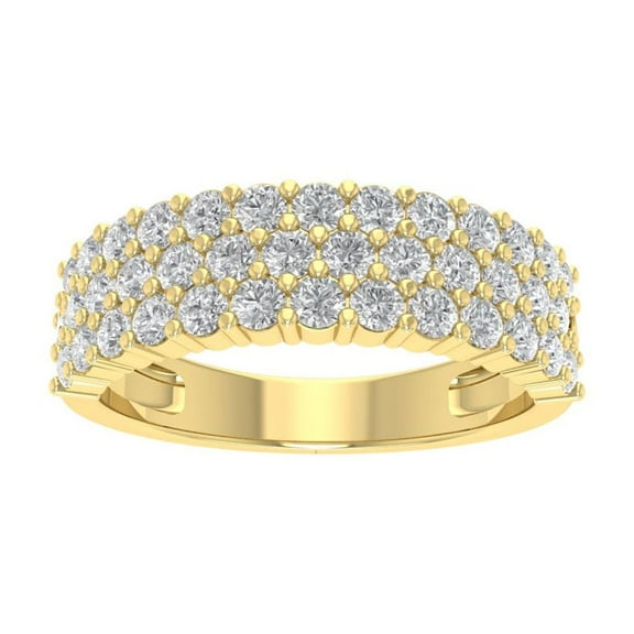 Araiya Fine Jewelry 14K Yellow Gold Round-shape Lab Grown Diamond Half Eternity Band Ring ( 1 cttw, D-F Color, VS Clarity) Size 10