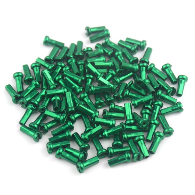 4uds. Nipples Bike Metal para 14G 2mm Radios Piezas de ciclismo de montaña Verde 50pcs