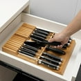 thumbnail image 5 of Utoplike In-drawer Knife Block Bamboo Kitchen Knife Drawer Organizer, Large handle Steak knife Holder without Knives, Fit for 16 knives and 1 Sharpening Steel (Not Included), 5 of 6