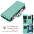thumbnail image 3 of Dteck Wallet Case for iPhone 14 Pro Max, Premium PU Leather Zipper Flip 9 Card Slots Wallet with Wrist Strap Magnetic Closure Built-in Kickstand Protective Case,Green, 3 of 5