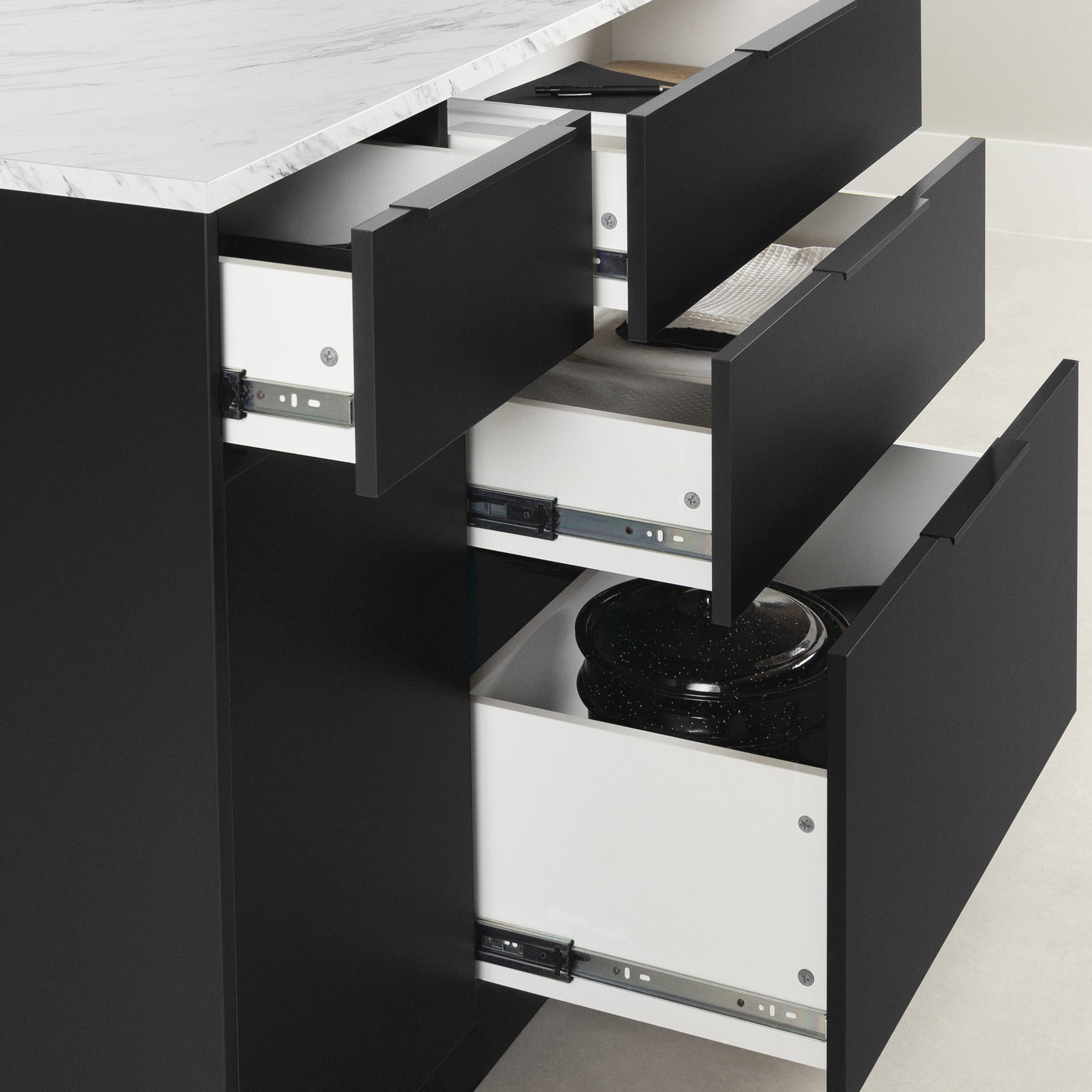 South Shore Olio, Contemporary Kitchen Island,  Black