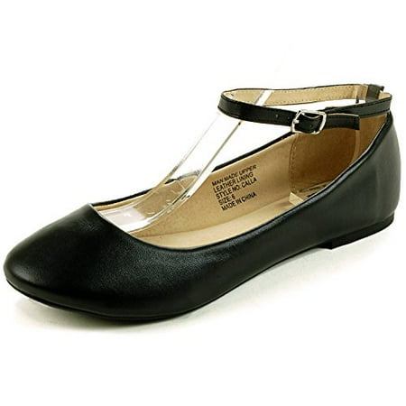 black and white ankle strap flats