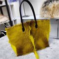 thumbnail image 2 of Bolso de mano para mujer, de lana, cachemira, piel de ternera, con asa en color de contraste, marca de lujo 2021, bolso de hombro de gran capacidad de alta gama, 2 of 5