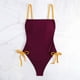 thumbnail image 3 of Traje de baño de una pieza para mujer, conjuntos de bikini para mujer, traje de baño de bikini de color liso sin espalda con tirantes, traje de baño de nailon para mujer, 3 of 5