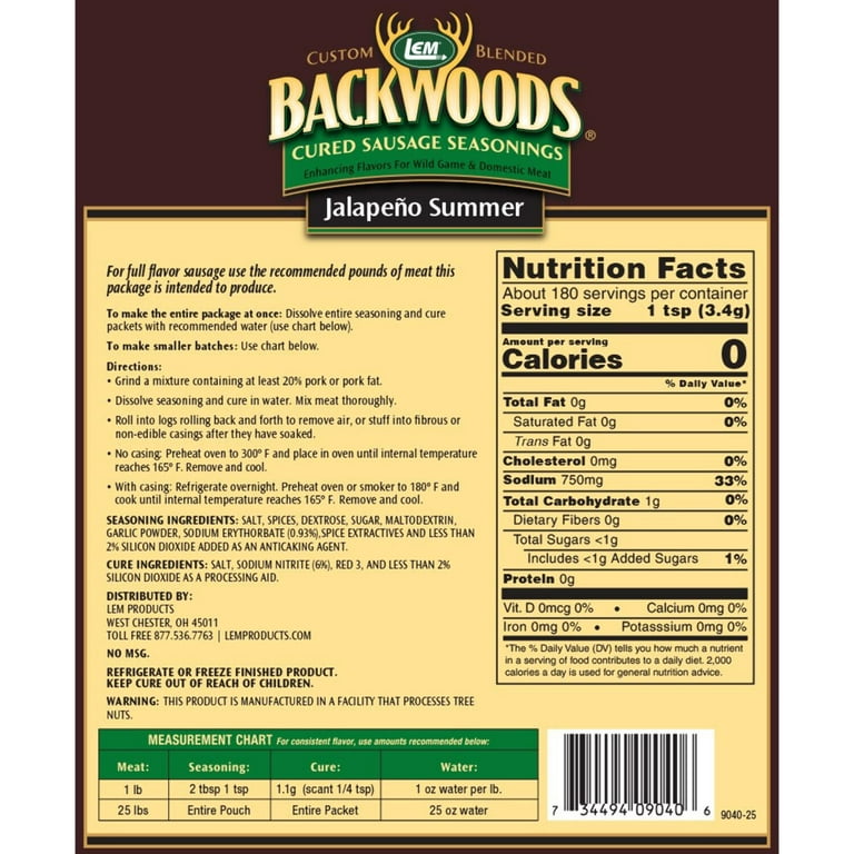 Backwoods Jalapeno Summer Sausage Seasoning