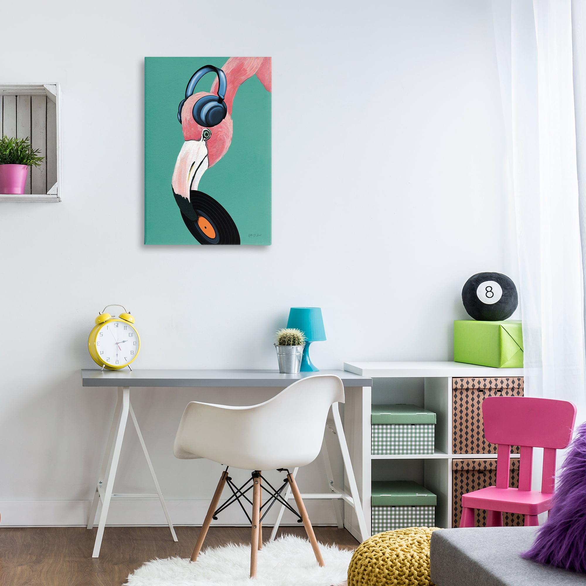 Stupell Industries Fun Musical Flamingo Animals & Insects Painting Gallery Wrapped Canvas Art Print Wall Art, 20 x 30