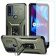 thumbnail image 1 of wonima11 Case for Moto G Pure 2021/G Power 2022/G Play 2023 XT2271 with Tempered Glass Screen Protector and Slide Camera Cover, Rotated Ring Car Mount Holder Cover for Motorola Moto G Play 2023 Green, 1 of 1