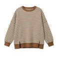 thumbnail image 5 of Cmtiyu Long Sleeve Shirts for Girls Striped Crew Neck Side Slit Pullover Sweatshirts with Ribbed Hem Casual Loose Girls Fall Tops Brown 5-15 Years, 5 of 10