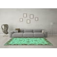 thumbnail image 3 of Ahgly Company Machine Washable Indoor Square Oriental Turquoise Blue Traditional Area Rugs, 7' Square, 3 of 4