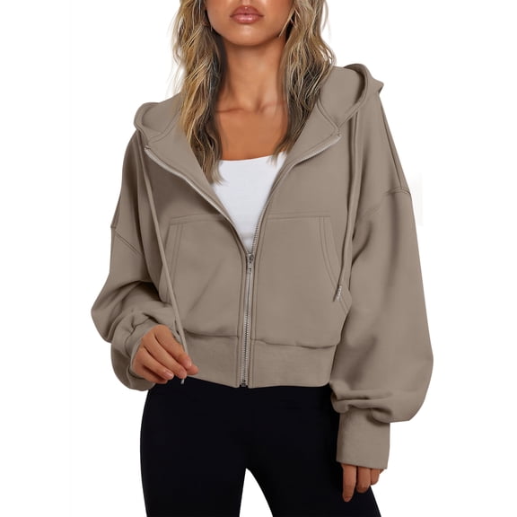SUNBS Drawstring Zip Up Hoodies for Women Fall Sweatshirts Jackets Casual Comfy Tops Outfits Clothes with Pocket