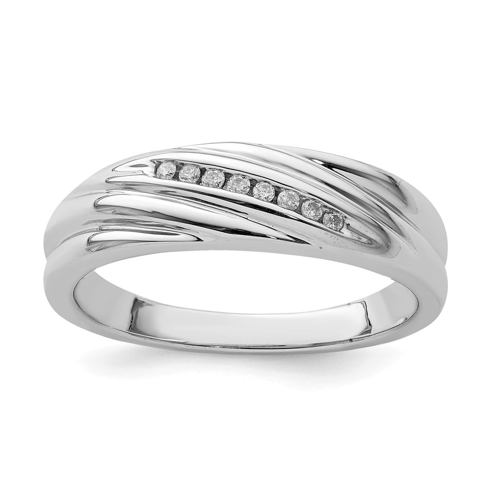Sterling Silver Diamond Men's Ring (2mm) (.08ct.) - Size 9 - Walmart.com
