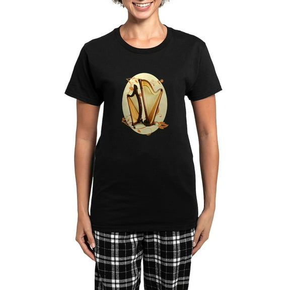 CafePress - Harp Love Women's Dark Pajamas - Women's Short Sleeve Print T-Shirt and Pants Dark Cotton Pajama Set