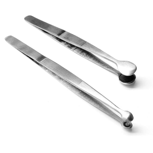 Set de 2 Pinzas para Sujetar Cuentas y Perlas con Punta Hueca Redonda para Artesanías de Joyería