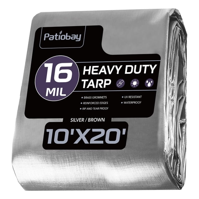 Lona Patiobay de 10 x 20 pies, 16 mm, impermeable, resistente, 420D
