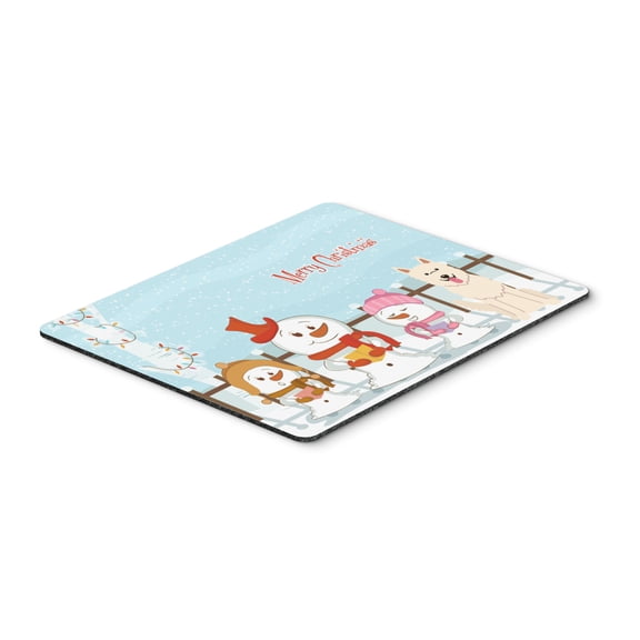 Merry Christmas Carolers White German Shepherd Mouse Pad Hot Pad or Trivet