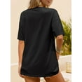 thumbnail image 4 of FancyglimWomen Oversized Tunic Short Sleeve V Neck Casual T-Shirts Black 2XL, 4 of 7