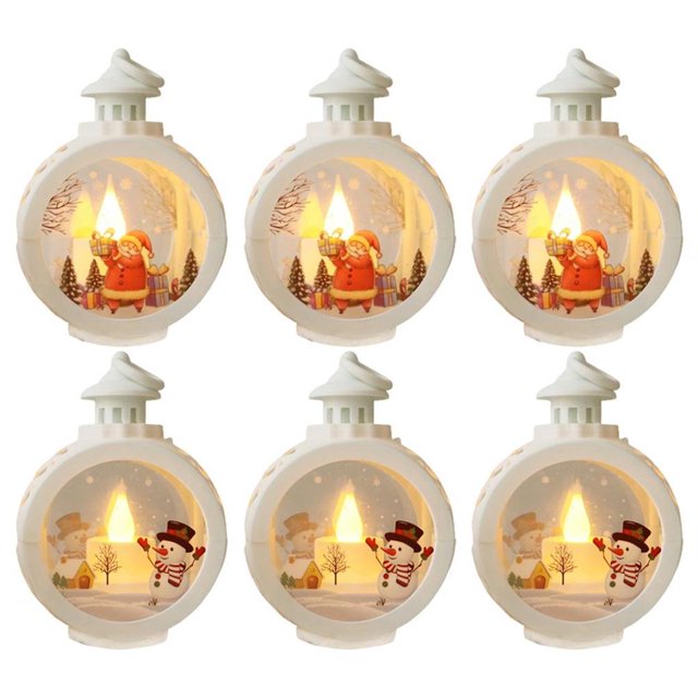 Toystoory 6 UNIDS Decoración de Navidad Árbol de Navidad Colgante LED Luces de Navidad Adornos para Escritorio Estantería Patio Kits de decoración para fiestas Blanco Toystoory HA043816-02