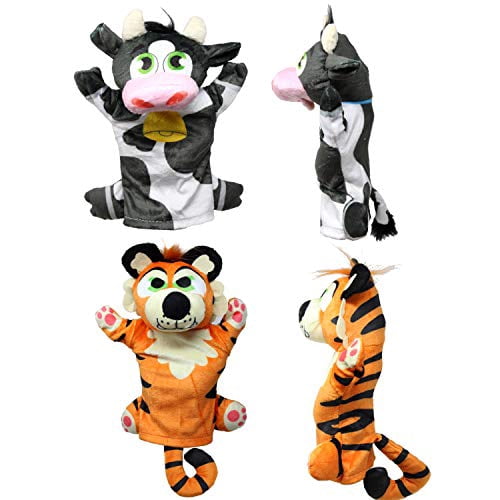 Lot De 6 Marionnettes à Main JOYIN – Animaux Rigolos (éléphant, Licorne, Chiot, Cochon, Tigre, Vache) – Jeu D’imagination