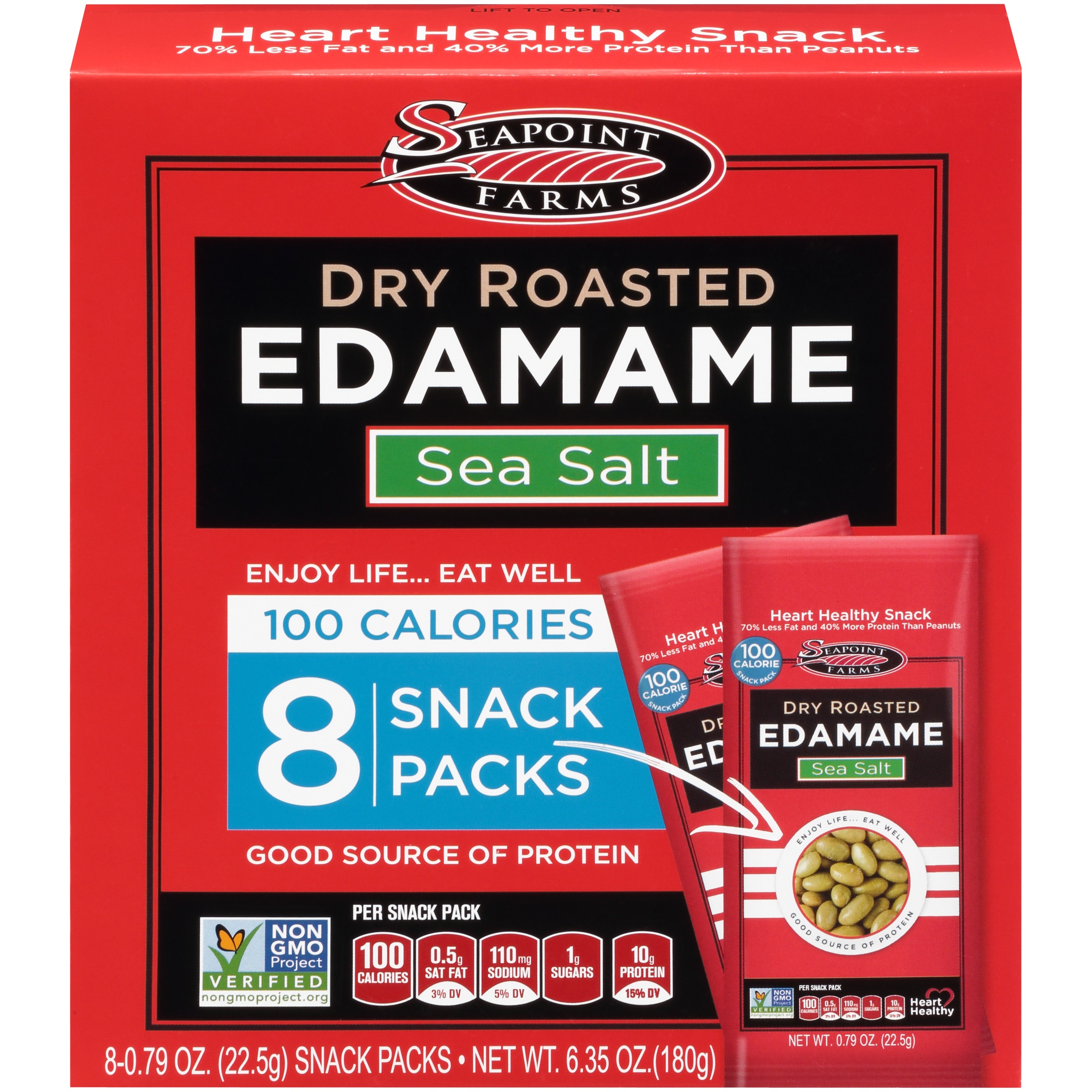Seapoint Farms Dry Roasted Sea Salt Edamame 80.79 oz. Snack Packs