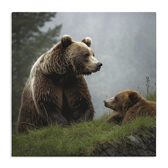 Stupell Industries Farmhouse Bear & Cub Relaxing Canvas Art, 17 x 17, by Lazar Studio