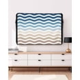 thumbnail image 3 of Outdoor TV Cover 52 to 55 Inch Weatherproof, Geometric Beach Striped Pattern Waterproof TV Screen Protector for Outside Decor with Zipper and Pocket 52"L x 30"H , Blue Brown White Wave Pattern, 3 of 7