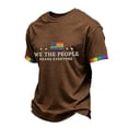 thumbnail image 3 of Men's We The People Means Everyone Polo Shirt with Rainbow Fist Graphic and Colorful Collar Trim Featuring Short Sleeves Coffee L, 3 of 5
