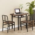 thumbnail image 2 of Gymax 3-Piece Rectangular Dining Table&Chairs Set Wooden Breakfast Nook w/Storage Rack Rustic Brown & Black, 2 of 10