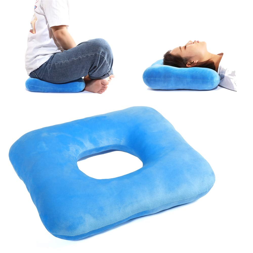 Thren Cushion Round Comfortable Breathable Memory Cotton for Postpartum Anti-Decubitus Seat Cushion for Postpartum Hemorrhoids, Blue