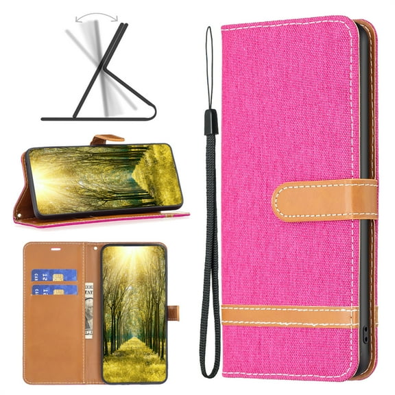 Allytechgroup PU Leather Case for iPhone 16 Pro with Credit Card Slot, RFID Blocking Flip Wallet Phone Case with Kickstand & Lanyard Shockproof Back Cover for Women Men, Rose