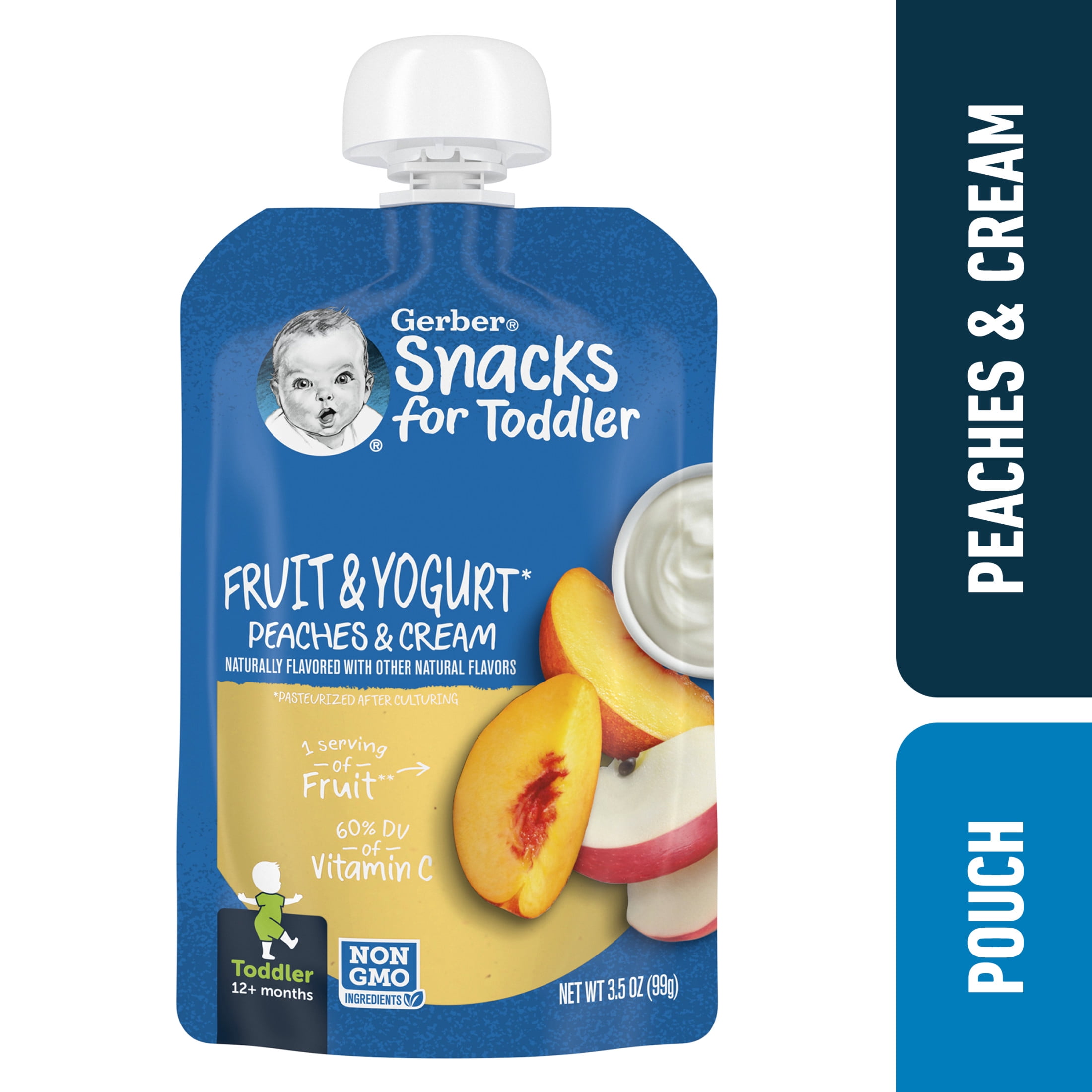 Gerber Toddler Baby Food Snacks Fruit and Yogurt Peaches and Cream 3.5 oz Pouch