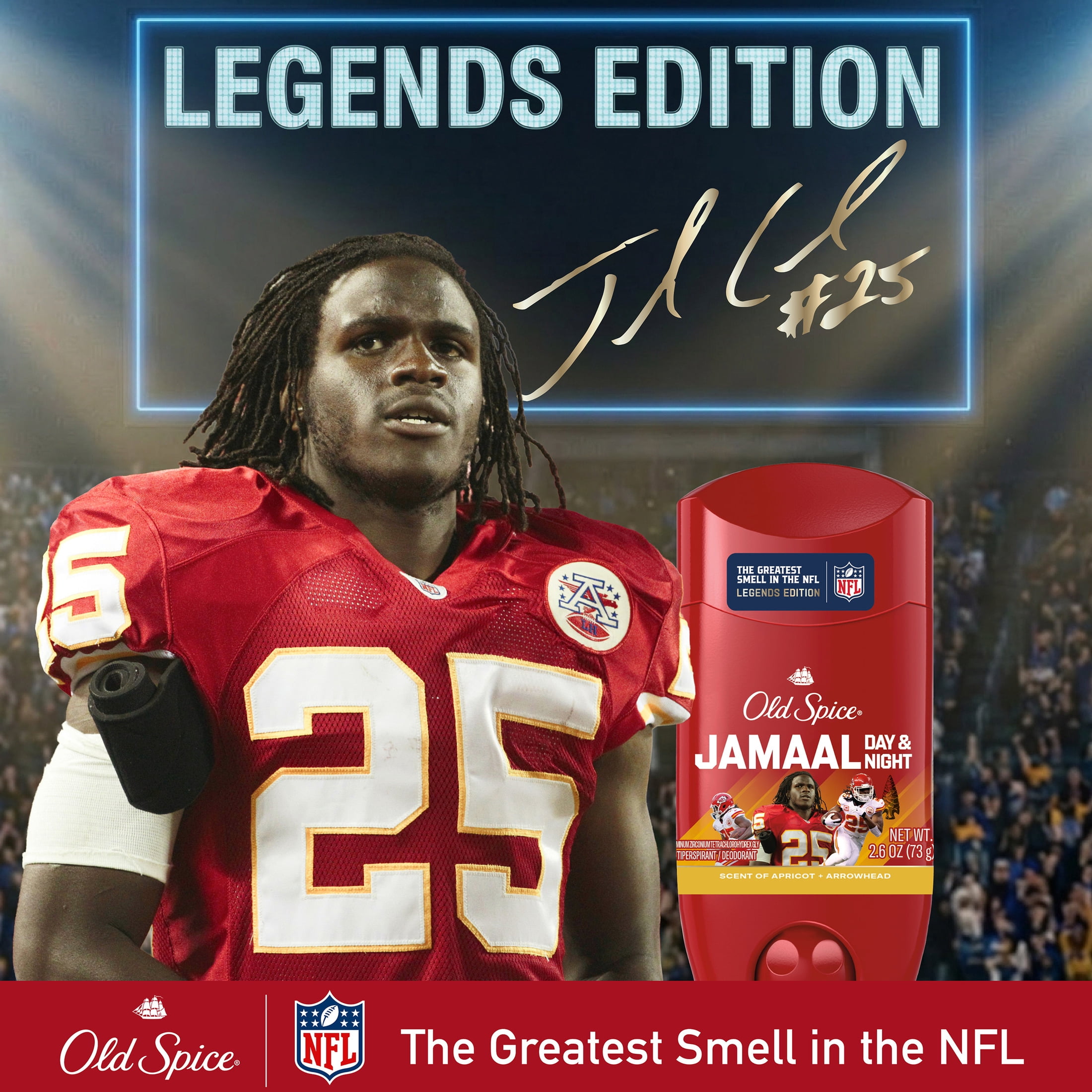 Old Spice Deodorant for Men, Antiperspirant, NFL Collection, Jamaal Charles, Scent of Apricot + Arrowhead, 2.6 oz