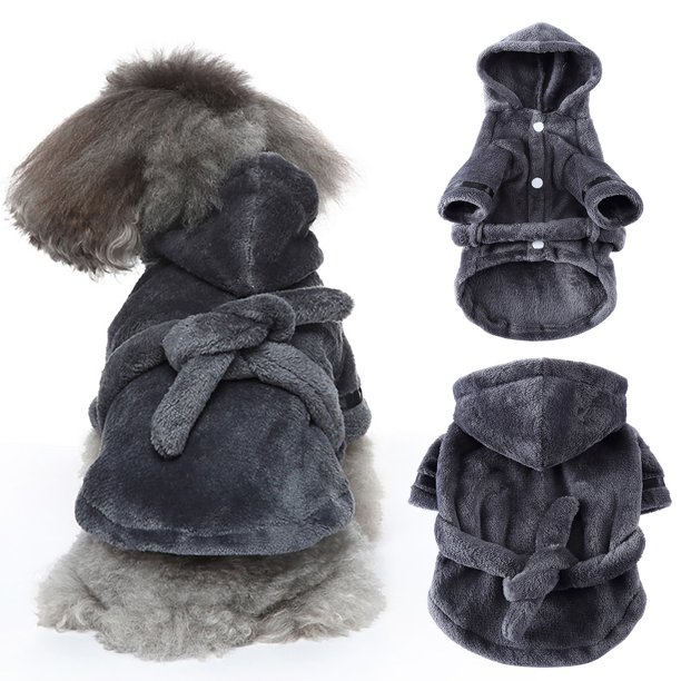 Ingresos Por Mascotas Pijamas de poliéster para mascotas, albornoces ajustables con mangas para perros y gatos (gris XL) Wdftyju Libre de BPA