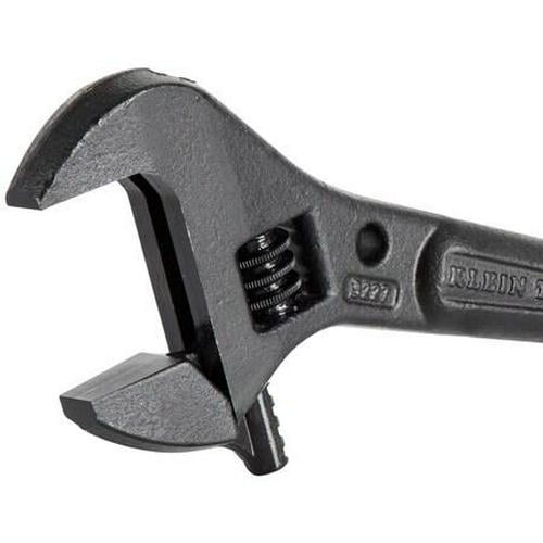Klein Tools Adjustable Spud Wrench, Open End, 1-7/16 in Head, 0 in Offset, Alloy Steel, Black Oxide