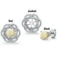 thumbnail image 5 of Gem Stone King 925 Sterling Silver Stud Earrings with Jackets Cabochon Ethiopian Opal and Moissanite (1.84 Cttw), 5 of 6