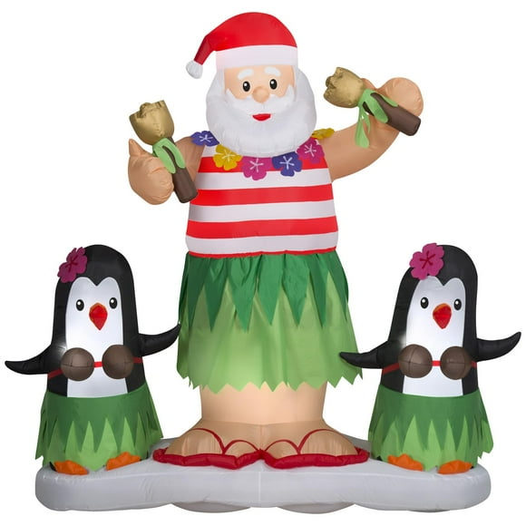 Gema inflable de Navidad Gemmy con diseño de Hula Santa y pingüinos 1,7 m