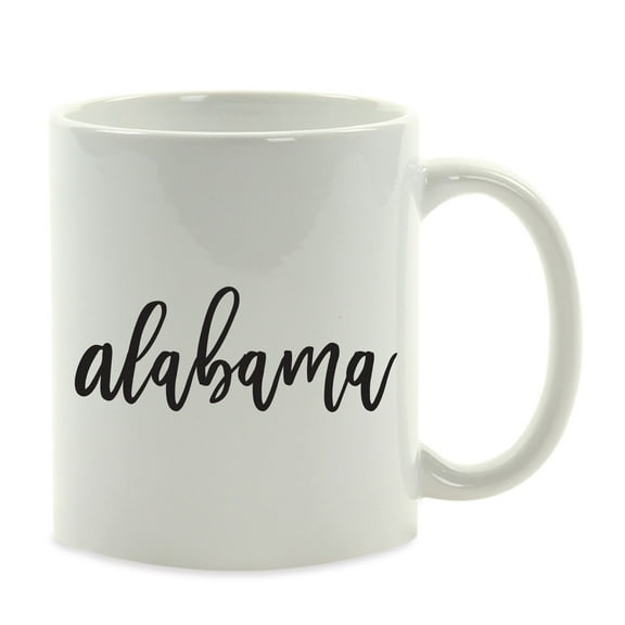 Koyal Wholesale Black Calligraphy Alabama US State Ceramic Coffee Mug