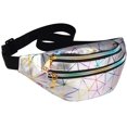 thumbnail image 1 of Riñonera unisex con efecto holográfico Bolsa de ciudad impermeable Multibolsillos Riñonera de PU Bolsa de viaje brillante para ocio o senderismo Plata, 1 of 5