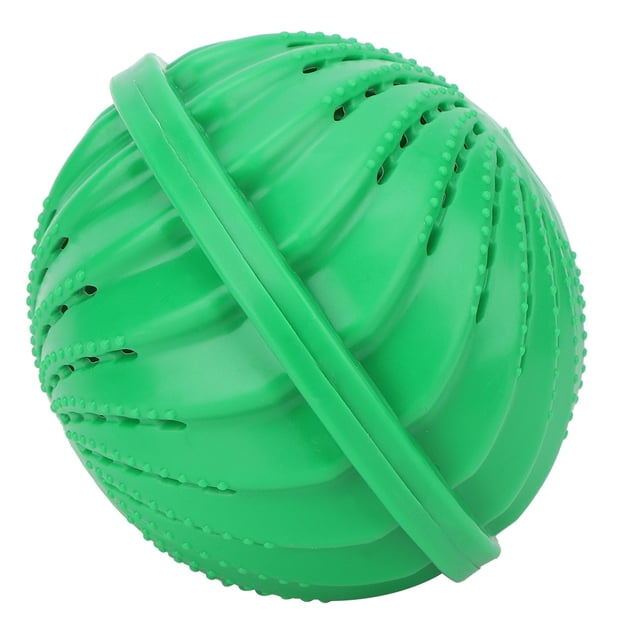 Balle de Nettoyage pour Lessive, Balle de Lessive Ménagère Verte Réutilisable en Matériau TPR durable avec une surface Texturée. Elle Présente des Particules Céramiques Intégrées Qui Libèrent des Molécules Actives pour Nettoyer, Blanchir et Désinfecter les Vêtements Sans Détergent. le Diamètre Approximatif Est de 10,5 cm (4,1 Po) et le Poids Est de 237 g (8,4 oz).