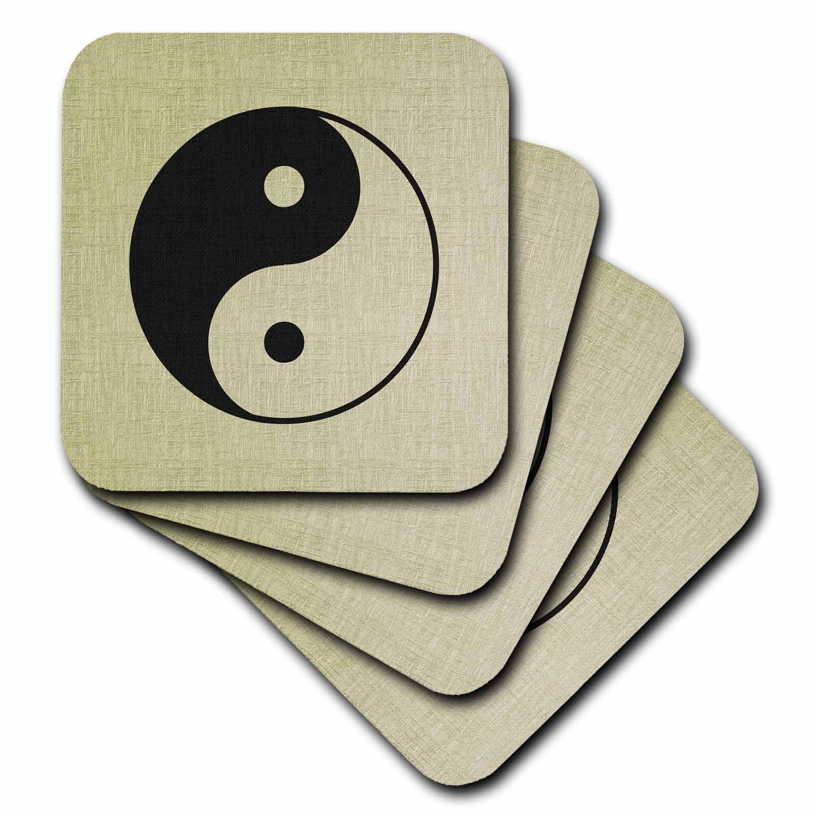 3dRose cst/_162273/_1 Textured Zen Yin Yang-Spirituality-Soft Coasters Set of 4