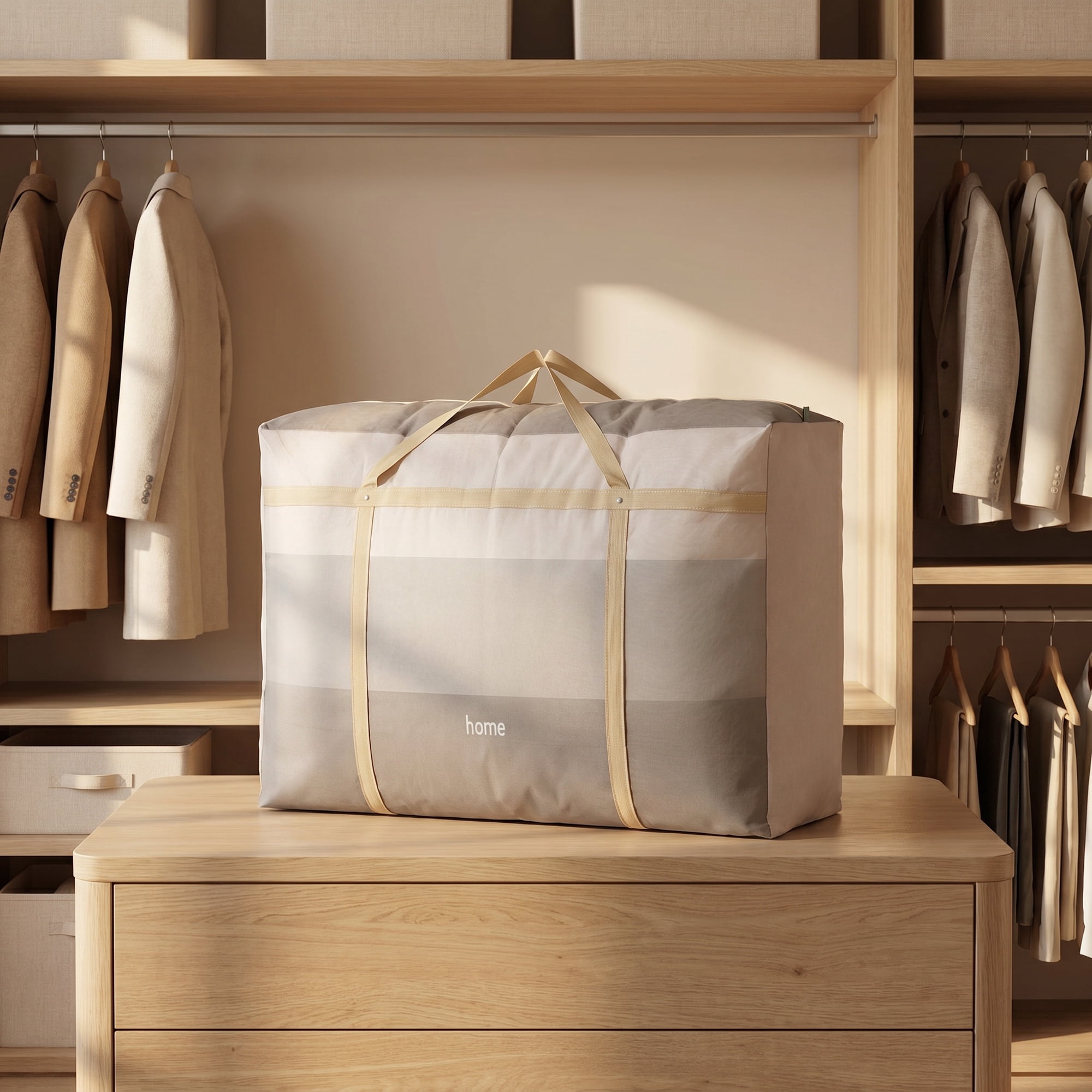 Unique Bargains Non-woven Storage Bag 200L Extra Large Duffel Brown 29.5"x19.7"x10.6"