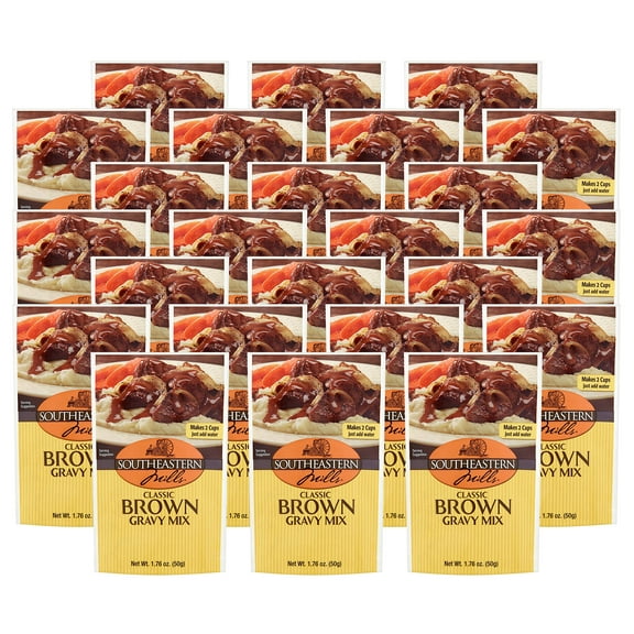 Southeastern Mills Gravy Mix, Classic Brown Gravy Mix, Makes 2 Cups of Gravy, Just Add Water & Ready in 10 Minutes, 1.76-Ounce Packet (Pack of 24 Packets)