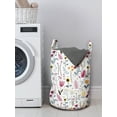 thumbnail image 3 of Floral Laundry Bag, Natural Theme Hand Drawn Wild Herbs Flowers and Leaves Pattern on Plain Background, Basket with Handles Drawstring Closure for Laundromats, 13" x 19", Multicolor, by Ambesonne, 3 of 4