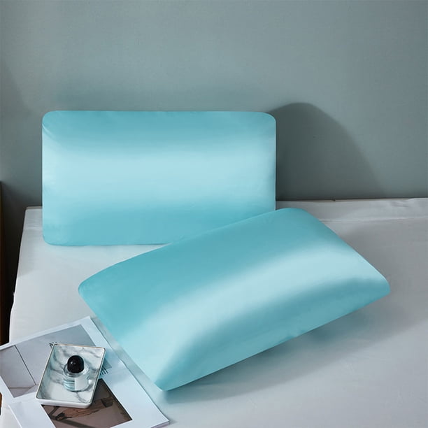 Funda de almohada de seda de imitación | Color sólido de doble cara | Flequillo plisado | Poliéster suave y transpirable | Resistente a las arrugas | Se adapta a una almohada de 29.5x19.7 in